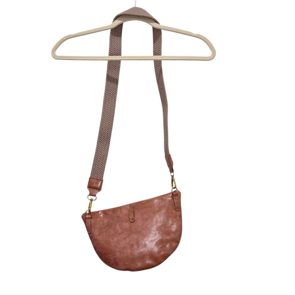 NWOT Anthropologie Ada Vegan Leather Crossbody Belt Convertible Bag Brown/Blush - Picture 5 of 12